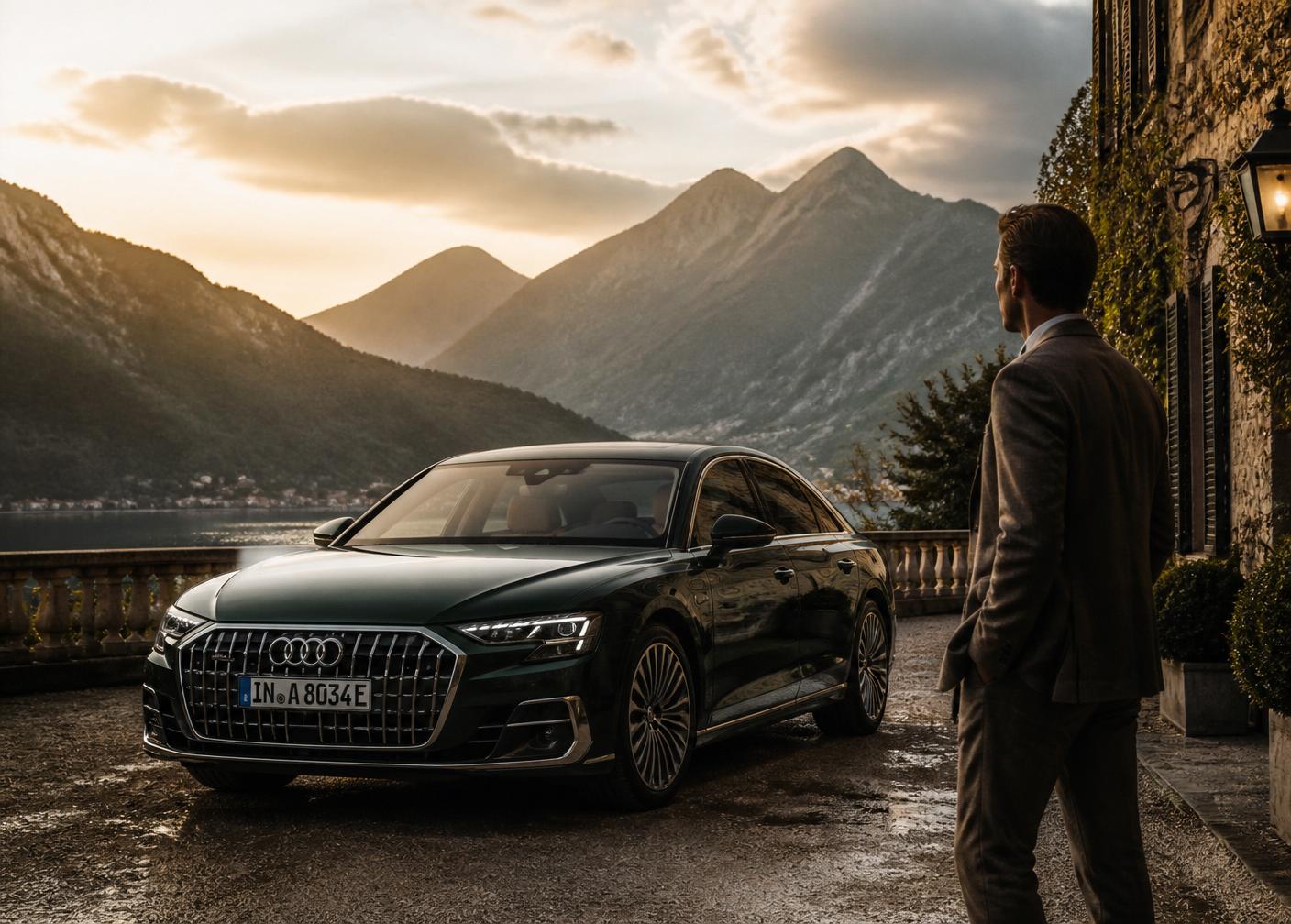 Audi Fahrzeug in alpiner Kulisse